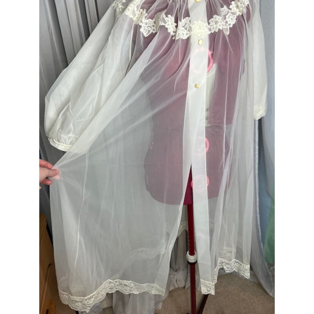 nightgown sheer robe set lace romantic - Picture 10 of 16